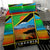 African Sunset Design Bedding Set with Flag Map Mount Kilimanjaro and Wildlife Scene