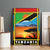 African Sunset Design Canvas Wall Art with Flag Map Mount Kilimanjaro and Wildlife Scene