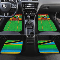 African Sunset Design Car Mats with Flag Map Mount Kilimanjaro and Wildlife Scene