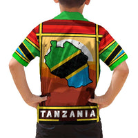 African Sunset Design Family Matching Long Sleeve Bodycon Dress and Hawaiian Shirt with Flag Map Mount Kilimanjaro and Wildlife Scene