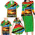 African Sunset Design Family Matching Long Sleeve Bodycon Dress and Hawaiian Shirt with Flag Map Mount Kilimanjaro and Wildlife Scene
