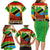 African Sunset Design Family Matching Long Sleeve Bodycon Dress and Hawaiian Shirt with Flag Map Mount Kilimanjaro and Wildlife Scene