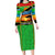 African Sunset Design Family Matching Long Sleeve Bodycon Dress and Hawaiian Shirt with Flag Map Mount Kilimanjaro and Wildlife Scene