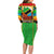 African Sunset Design Family Matching Long Sleeve Bodycon Dress and Hawaiian Shirt with Flag Map Mount Kilimanjaro and Wildlife Scene