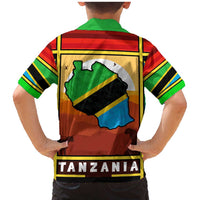 African Sunset Design Family Matching Mermaid Dress and Hawaiian Shirt with Flag Map Mount Kilimanjaro and Wildlife Scene