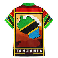 African Sunset Design Family Matching Mermaid Dress and Hawaiian Shirt with Flag Map Mount Kilimanjaro and Wildlife Scene