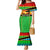 African Sunset Design Family Matching Mermaid Dress and Hawaiian Shirt with Flag Map Mount Kilimanjaro and Wildlife Scene