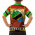 African Sunset Design Family Matching Off The Shoulder Long Sleeve Dress and Hawaiian Shirt with Flag Map Mount Kilimanjaro and Wildlife Scene