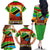African Sunset Design Family Matching Off The Shoulder Long Sleeve Dress and Hawaiian Shirt with Flag Map Mount Kilimanjaro and Wildlife Scene