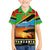 African Sunset Design Family Matching Off The Shoulder Long Sleeve Dress and Hawaiian Shirt with Flag Map Mount Kilimanjaro and Wildlife Scene