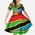 African Sunset Design Family Matching Off Shoulder Maxi Dress and Hawaiian Shirt with Flag Map Mount Kilimanjaro and Wildlife Scene