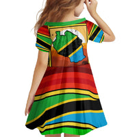 African Sunset Design Family Matching Off Shoulder Maxi Dress and Hawaiian Shirt with Flag Map Mount Kilimanjaro and Wildlife Scene