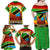 African Sunset Design Family Matching Off Shoulder Maxi Dress and Hawaiian Shirt with Flag Map Mount Kilimanjaro and Wildlife Scene