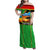 African Sunset Design Family Matching Off Shoulder Maxi Dress and Hawaiian Shirt with Flag Map Mount Kilimanjaro and Wildlife Scene