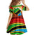 African Sunset Design Family Matching Off Shoulder Short Dress and Hawaiian Shirt with Flag Map Mount Kilimanjaro and Wildlife Scene