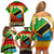 African Sunset Design Family Matching Off Shoulder Short Dress and Hawaiian Shirt with Flag Map Mount Kilimanjaro and Wildlife Scene