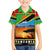 African Sunset Design Family Matching Off Shoulder Short Dress and Hawaiian Shirt with Flag Map Mount Kilimanjaro and Wildlife Scene