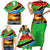 African Sunset Design Family Matching Short Sleeve Bodycon Dress and Hawaiian Shirt with Flag Map Mount Kilimanjaro and Wildlife Scene