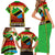 African Sunset Design Family Matching Short Sleeve Bodycon Dress and Hawaiian Shirt with Flag Map Mount Kilimanjaro and Wildlife Scene