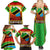 African Sunset Design Family Matching Summer Maxi Dress and Hawaiian Shirt with Flag Map Mount Kilimanjaro and Wildlife Scene