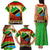 African Sunset Design Family Matching Tank Maxi Dress and Hawaiian Shirt with Flag Map Mount Kilimanjaro and Wildlife Scene
