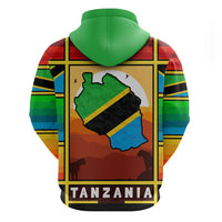 African Sunset Design Hoodie with Flag Map Mount Kilimanjaro and Wildlife Scene