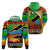 African Sunset Design Hoodie with Flag Map Mount Kilimanjaro and Wildlife Scene