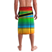 African Sunset Design Lavalava with Flag Map Mount Kilimanjaro and Wildlife Scene