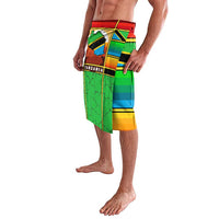 African Sunset Design Lavalava with Flag Map Mount Kilimanjaro and Wildlife Scene