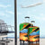 African Sunset Design Luggage Cover with Flag Map Mount Kilimanjaro and Wildlife Scene