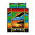 African Sunset Design Quilt Bed Set with Flag Map Mount Kilimanjaro and Wildlife Scene