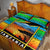 African Sunset Design Quilt Bed Set with Flag Map Mount Kilimanjaro and Wildlife Scene