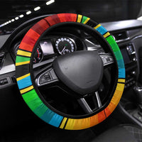 African Sunset Design Steering Wheel Cover with Flag Map Mount Kilimanjaro and Wildlife Scene