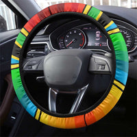 African Sunset Design Steering Wheel Cover with Flag Map Mount Kilimanjaro and Wildlife Scene