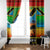 African Sunset Design Window Curtain with Flag Map Mount Kilimanjaro and Wildlife Scene