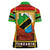 African Sunset Design Women Polo Shirt with Flag Map Mount Kilimanjaro and Wildlife Scene