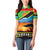 African Sunset Design Women Polo Shirt with Flag Map Mount Kilimanjaro and Wildlife Scene