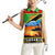 African Sunset Design Women Sleeveless Polo Shirt with Flag Map Mount Kilimanjaro and Wildlife Scene