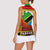 African Sunset Design Women Sleeveless Polo Shirt with Flag Map Mount Kilimanjaro and Wildlife Scene