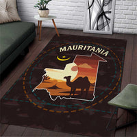 Mauritania Area Rug with Desert Sunset Camel Silhouette and Flag Accents