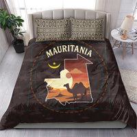 Mauritania Bedding Set with Desert Sunset Camel Silhouette and Flag Accents