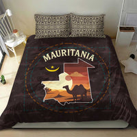 Mauritania Bedding Set with Desert Sunset Camel Silhouette and Flag Accents