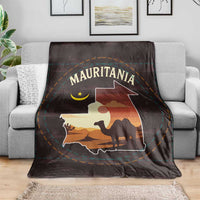 Mauritania Blanket with Desert Sunset Camel Silhouette and Flag Accents