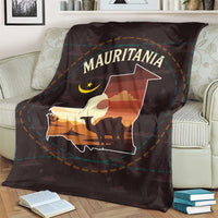 Mauritania Blanket with Desert Sunset Camel Silhouette and Flag Accents