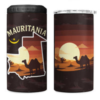 Mauritania 4 in 1 Can Cooler Tumbler with Desert Sunset Camel Silhouette and Flag Accents