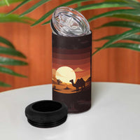 Mauritania 4 in 1 Can Cooler Tumbler with Desert Sunset Camel Silhouette and Flag Accents