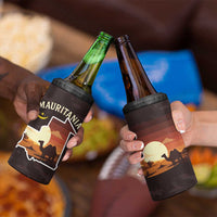 Mauritania 4 in 1 Can Cooler Tumbler with Desert Sunset Camel Silhouette and Flag Accents