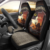 Mauritania Car Seat Cover with Desert Sunset Camel Silhouette and Flag Accents
