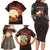 Mauritania Family Matching Long Sleeve Bodycon Dress and Hawaiian Shirt with Desert Sunset Camel Silhouette and Flag Accents