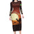 Mauritania Family Matching Long Sleeve Bodycon Dress and Hawaiian Shirt with Desert Sunset Camel Silhouette and Flag Accents